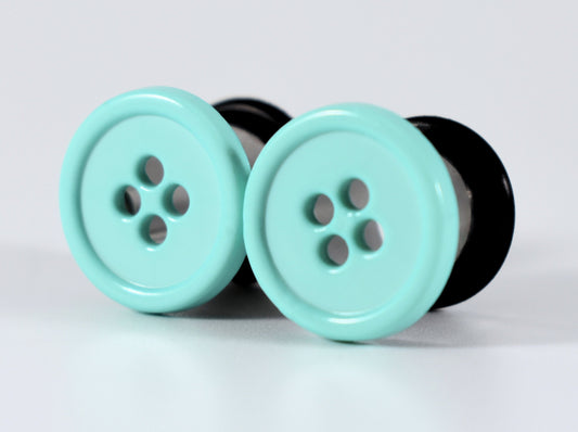 Aqua Turquoise Blue Button Plugs - 00g, 7/16 in, and 1/2 in