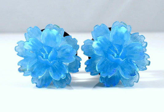5/8 in, 3/4 in - Blue Flower Wedding Formal Plugs - Something Blue